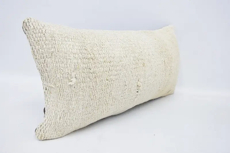 Vintage Kilim Throw Pillow, Ethnic Throw Cushion, Cushion Cover, 12x24 White Pillow, Turkish Kilim Pillow, Kilim Pillow, Meditation Cushion Cover - 3
