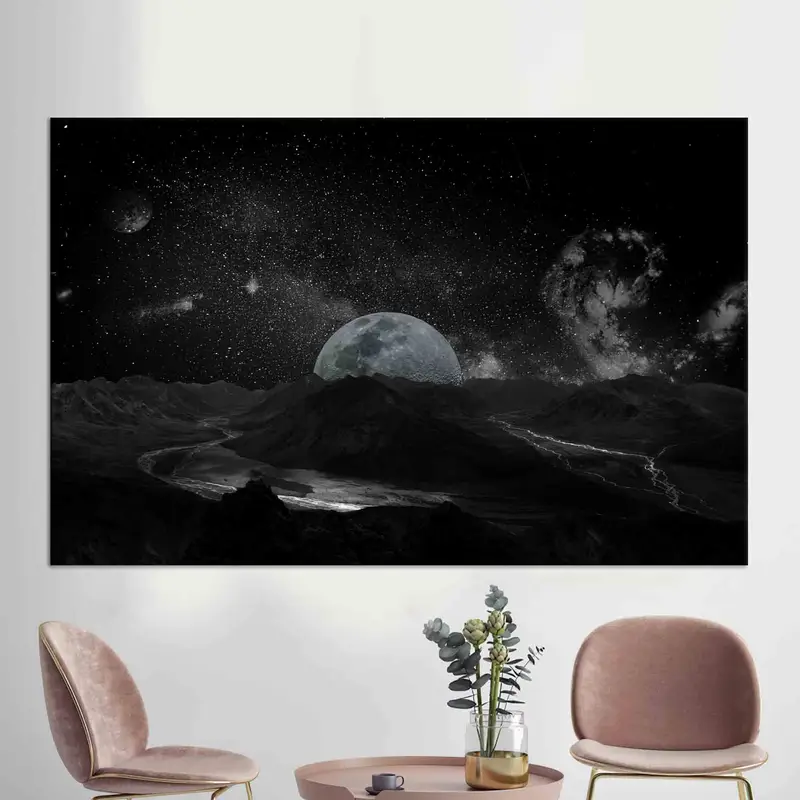 Büyüleyici Dolunay Galaksi Kanvası: Göksel Gece Manzarası
