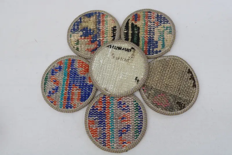 Bohemian Beige & Bronze Round Coaster, Unique Bohemian Coaster