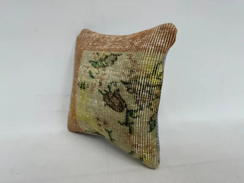 12x12 Inch Embroidered Floral Pillow, Handmade Decorative Pillow - 4