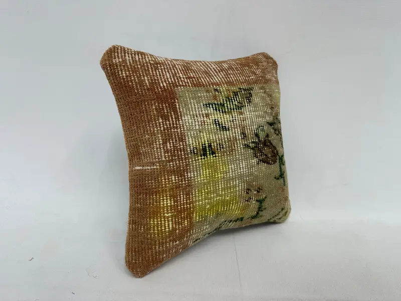 12x12 Inch Embroidered Floral Pillow, Handmade Decorative Pillow - 3