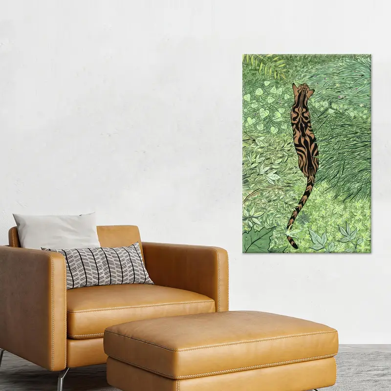 Moderner grüner Boho-Safari-Leinwanddruck – abstrakte Wandkunst