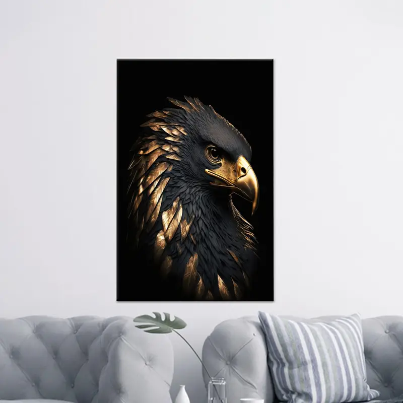 Trendy Man Cave için Zarif Kartal Siyah Modern Kanvas