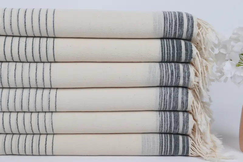 Quick-dry towel, Handwoven organic Turkish towel for spa, 68x36 Cotton Striped Towel, Unique Gift, Bridesmaid Gifts, Turkish beach towel, Yoga Towel - 3