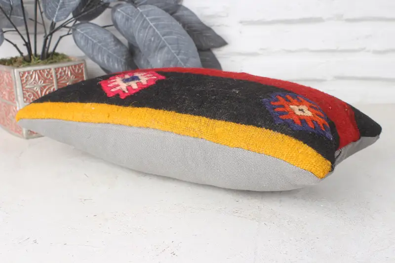 Pillow for Sofa, Kilim Pillow, Home Decor Pillow, 8x16 Red Cushion, Meditation Cushion, Accent Pillow Cover, Cushion Cover, Toss Pillow Sham - 6