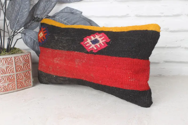 Pillow for Sofa, Kilim Pillow, Home Decor Pillow, 8x16 Red Cushion, Meditation Cushion, Accent Pillow Cover, Cushion Cover, Toss Pillow Sham - 3