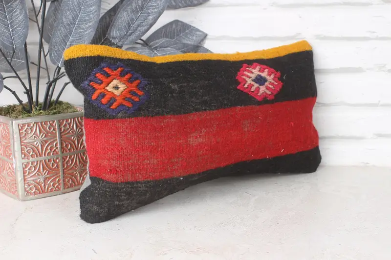 Pillow for Sofa, Kilim Pillow, Home Decor Pillow, 8x16 Red Cushion, Meditation Cushion, Accent Pillow Cover, Cushion Cover, Toss Pillow Sham - 4