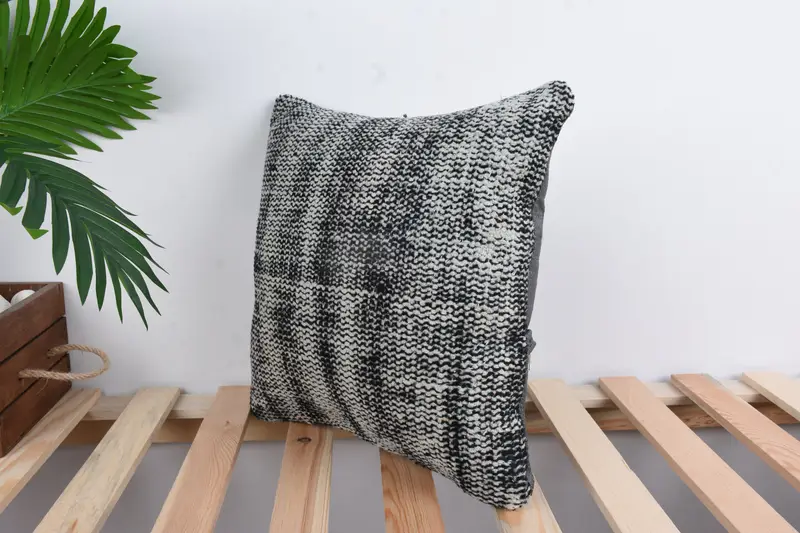 Kilim Pillow, Pillow, 14x14 Blue Cushion Cover, Kilim Cushion Sham, Outdoor Throw Pillow, Cotton Cushion Cover, Boho Pillow - 5