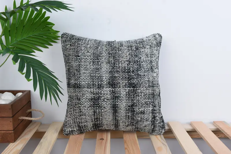 Kilim Pillow, Pillow, 14x14 Blue Cushion Cover, Kilim Cushion Sham, Outdoor Throw Pillow, Cotton Cushion Cover, Boho Pillow - 1