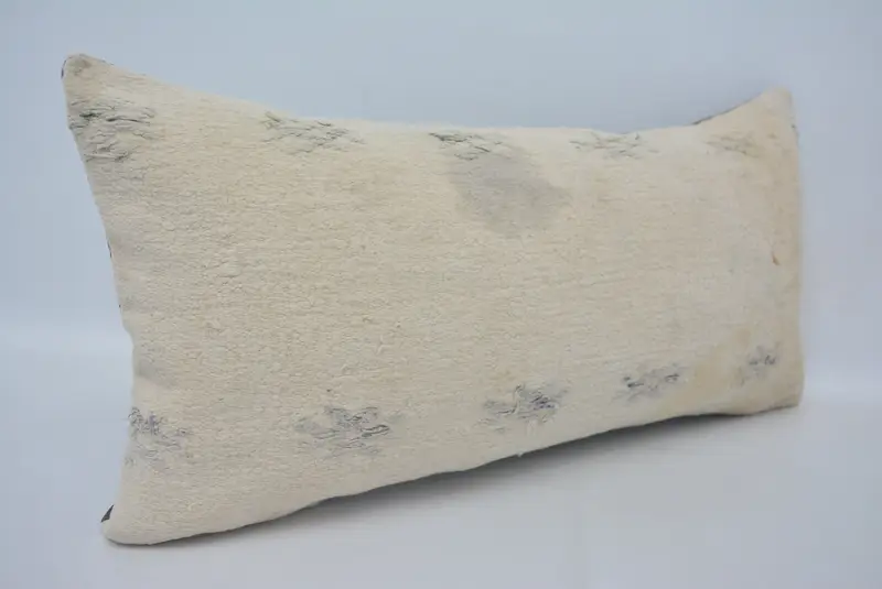 Blue & White Embroidered Pillow, 12x24 Inches Decorative Pillow - 3