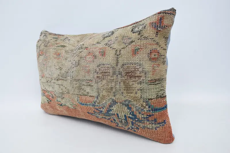 Turkish Kilim Pillow, Retro Throw Cushion Case, Pillow, 16x24 Orange Cushion Cover, Antique Pillows, Vintage Kilim Pillow, Handmade Cushion Cover - 4