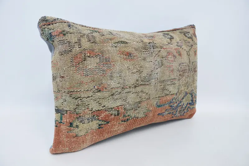 Turkish Kilim Pillow, Retro Throw Cushion Case, Pillow, 16x24 Orange Cushion Cover, Antique Pillows, Vintage Kilim Pillow, Handmade Cushion Cover - 3