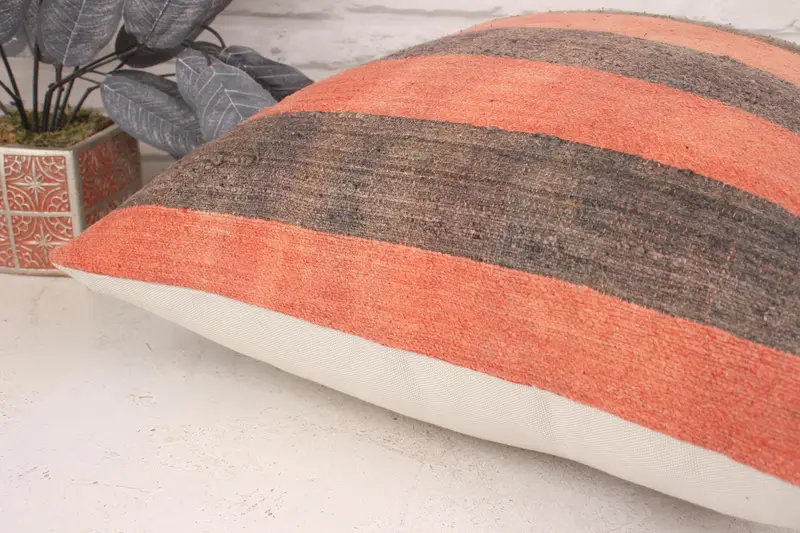 Pillow, Kilim Cushion Sham, Kilim Pillow Cover, 20x20 Red Cushion Cover, Ethnic Cushion, Turkish Kilim Pillow, Handmade Throw Cushion - 6