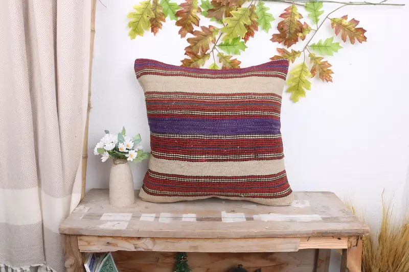 Traditional Cushion, Bed Pillow Cover, Interior Designer Pillow, Pillow Case, 18x18 Red Cushion Cover, Home Decor Pillow, Boho Pillow Sham Cover - 1