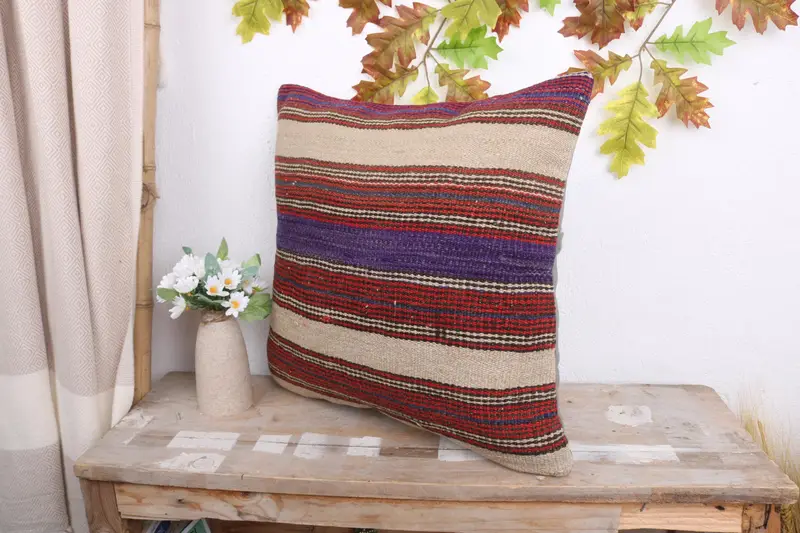 Traditional Cushion, Bed Pillow Cover, Interior Designer Pillow, Pillow Case, 18x18 Red Cushion Cover, Home Decor Pillow, Boho Pillow Sham Cover - 4
