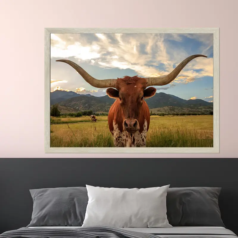 Elegant Printed Glass: Cow & Bull Farmhouse Decor for Modern Man Cave