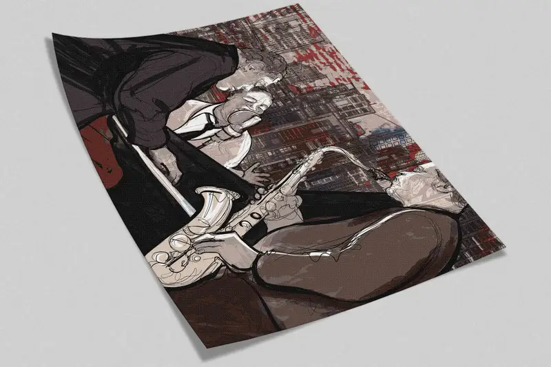 Jazz Wall Art, Wallpaper Peel And Stick, Jazz Musicians Painting Paper Art, Musical Instruments Paper Art, Music Wallpaper, 3D Origami, - 4