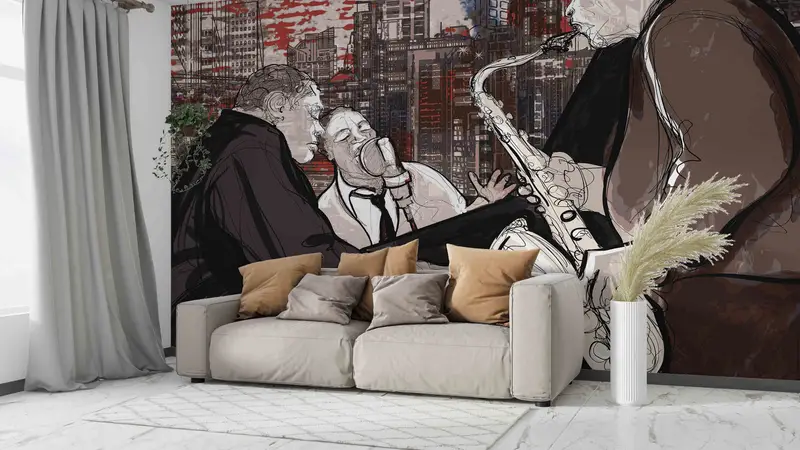 Jazz Wall Art, Wallpaper Peel And Stick, Jazz Musicians Painting Paper Art, Musical Instruments Paper Art, Music Wallpaper, 3D Origami, - 7