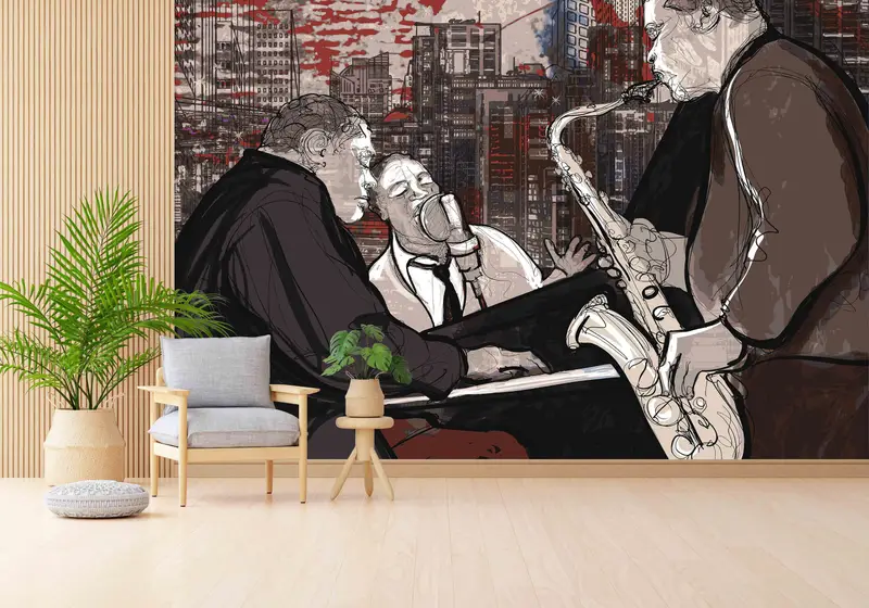 Jazz Wall Art, Wallpaper Peel And Stick, Jazz Musicians Painting Paper Art, Musical Instruments Paper Art, Music Wallpaper, 3D Origami, - 6