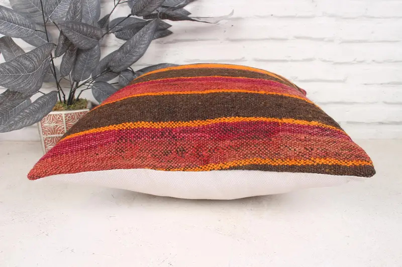 Boho Throw Cushion Case, 18x18 Brown Cushion, Boho Pillow Sham Cover, Southwestern Pillow Case, Pillow Cover, Boho Pillow, Throw Kilim Pillow - 5
