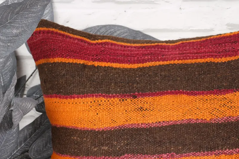 Boho Throw Cushion Case, 18x18 Brown Cushion, Boho Pillow Sham Cover, Southwestern Pillow Case, Pillow Cover, Boho Pillow, Throw Kilim Pillow - 2