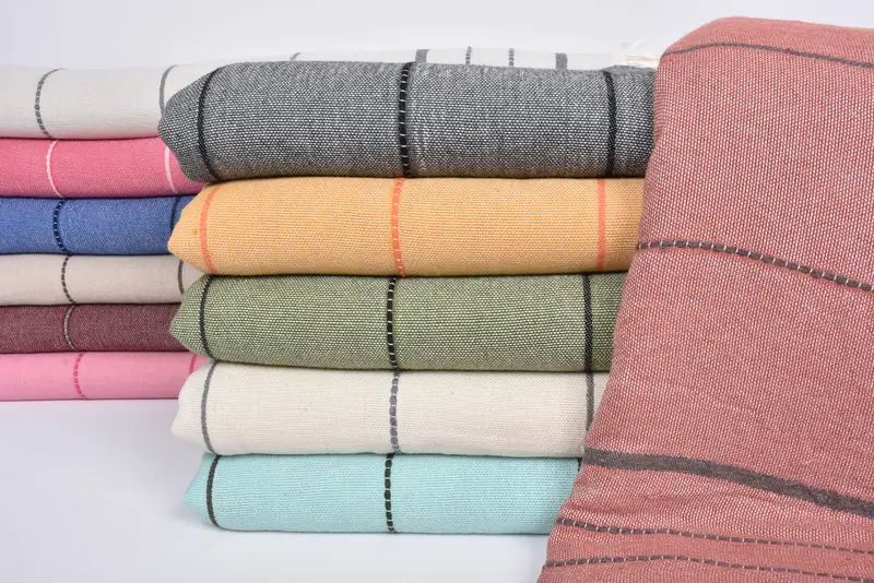 99x79 Inch Black-Dark Gray Striped Organic Cotton Blanket, Embroidered Throw