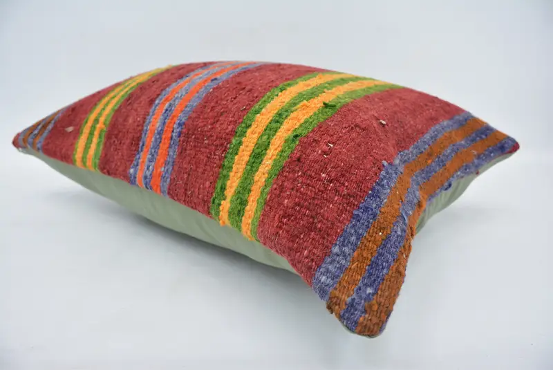 Cushion Case, Ethnic Throw Cushion Cover, 16x24 Red Cushion, Vintage Kilim Throw Pillow, Boho Pillow Sham Cover, Ethnical Kilim Rug Pillow - 6