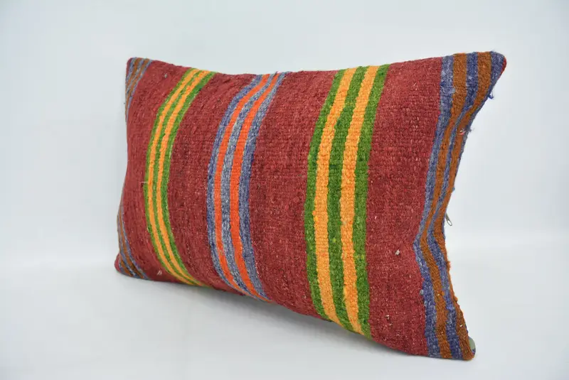 Cushion Case, Ethnic Throw Cushion Cover, 16x24 Red Cushion, Vintage Kilim Throw Pillow, Boho Pillow Sham Cover, Ethnical Kilim Rug Pillow - 4
