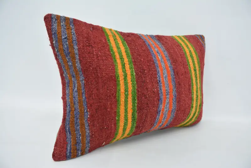 Cushion Case, Ethnic Throw Cushion Cover, 16x24 Red Cushion, Vintage Kilim Throw Pillow, Boho Pillow Sham Cover, Ethnical Kilim Rug Pillow - 3