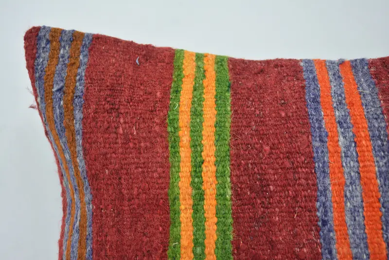 Cushion Case, Ethnic Throw Cushion Cover, 16x24 Red Cushion, Vintage Kilim Throw Pillow, Boho Pillow Sham Cover, Ethnical Kilim Rug Pillow - 2