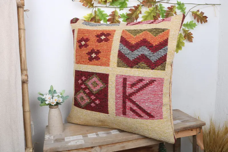 Pillow Cover, Home Decor Pillow, Gift Pillow, Boho Pillow Sham Cover, 24x24 Orange Cushion Cover, Customized Cushion Case, Colorful Cushion Case - 4