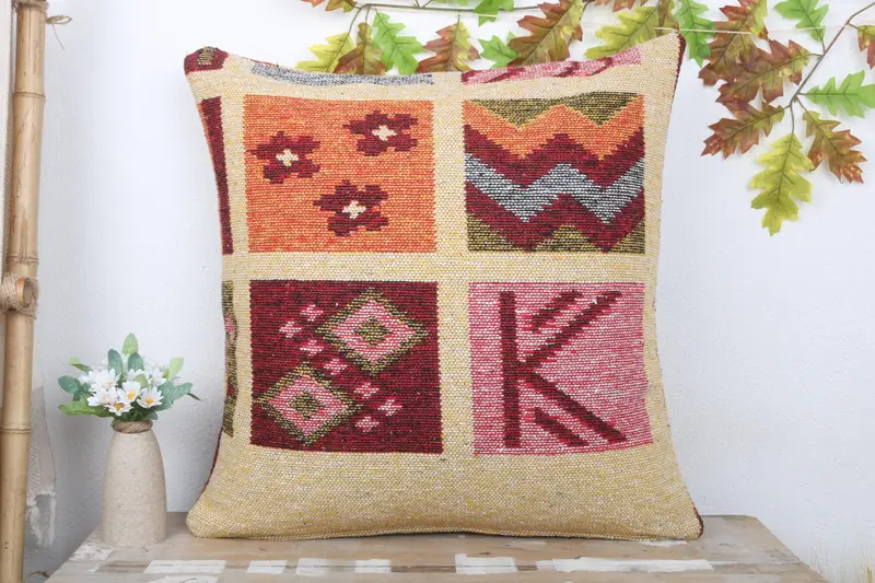 Pillow Cover, Home Decor Pillow, Gift Pillow, Boho Pillow Sham Cover, 24x24 Orange Cushion Cover, Customized Cushion Case, Colorful Cushion Case - 1