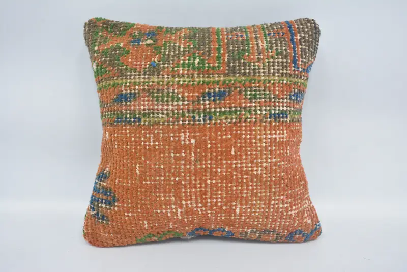 Pillow for Sofa, Kilim Cushion Sham, Oriental Pillow Case, 12x12 Red Cushion Case, Pillow Case, Bright Cushion Cover, Boho Pillow Sham Cover - 1