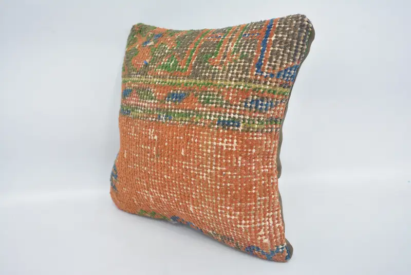 Pillow for Sofa, Kilim Cushion Sham, Oriental Pillow Case, 12x12 Red Cushion Case, Pillow Case, Bright Cushion Cover, Boho Pillow Sham Cover - 4