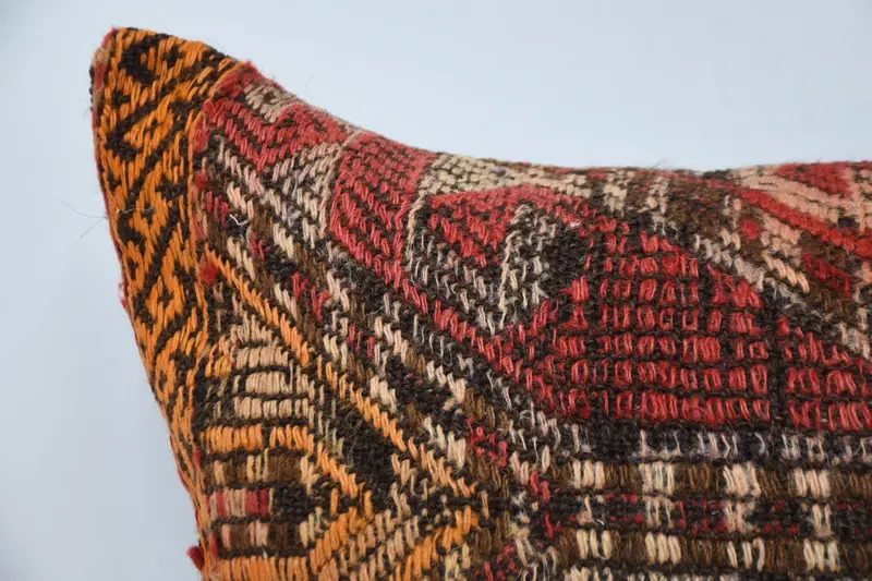 Kilim Cushion Sham, Pillow Case, Ethnic Pillow Cover Cushion, Vintage Kilim Throw Pillow, Pillow for Couch, Chair Cushion Case, 20x28 Red Cushion - 2