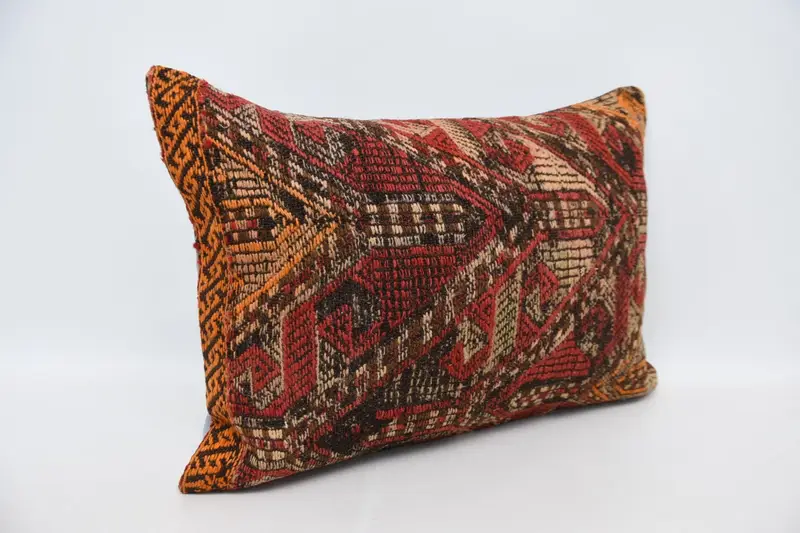 Kilim Cushion Sham, Pillow Case, Ethnic Pillow Cover Cushion, Vintage Kilim Throw Pillow, Pillow for Couch, Chair Cushion Case, 20x28 Red Cushion - 3