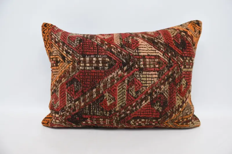 Kilim Cushion Sham, Pillow Case, Ethnic Pillow Cover Cushion, Vintage Kilim Throw Pillow, Pillow for Couch, Chair Cushion Case, 20x28 Red Cushion - 1