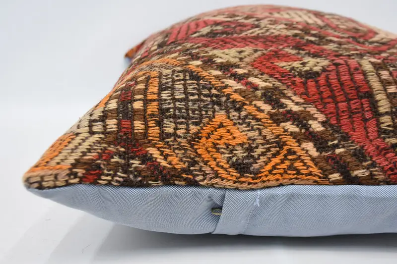 Kilim Cushion Sham, Pillow Case, Ethnic Pillow Cover Cushion, Vintage Kilim Throw Pillow, Pillow for Couch, Chair Cushion Case, 20x28 Red Cushion - 5