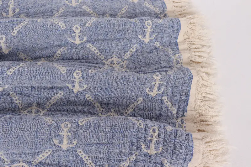 Turkish Blanket, 88x68 Cotton Marine Design Towel, Quenn Bedspread, Bridal Shower Gift, Family Gift Basket, Boho Throw Blankets, Beach Wedding Favor - 8