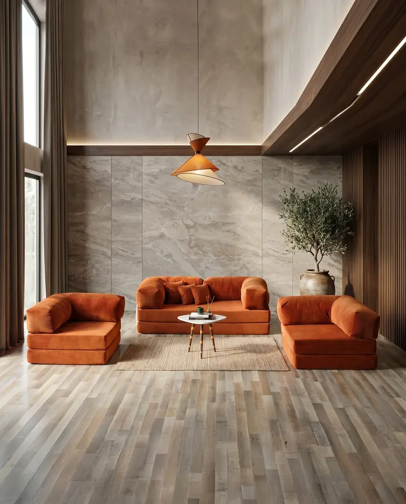 Guest Seating Sofa, Flexible Modul, Soft Velvet Couch, Luxury Floor Sofa, Minimal Floor Couch, Home Lounge Sofa, Aesthetic Living Sofa, Modular Seati  product image
