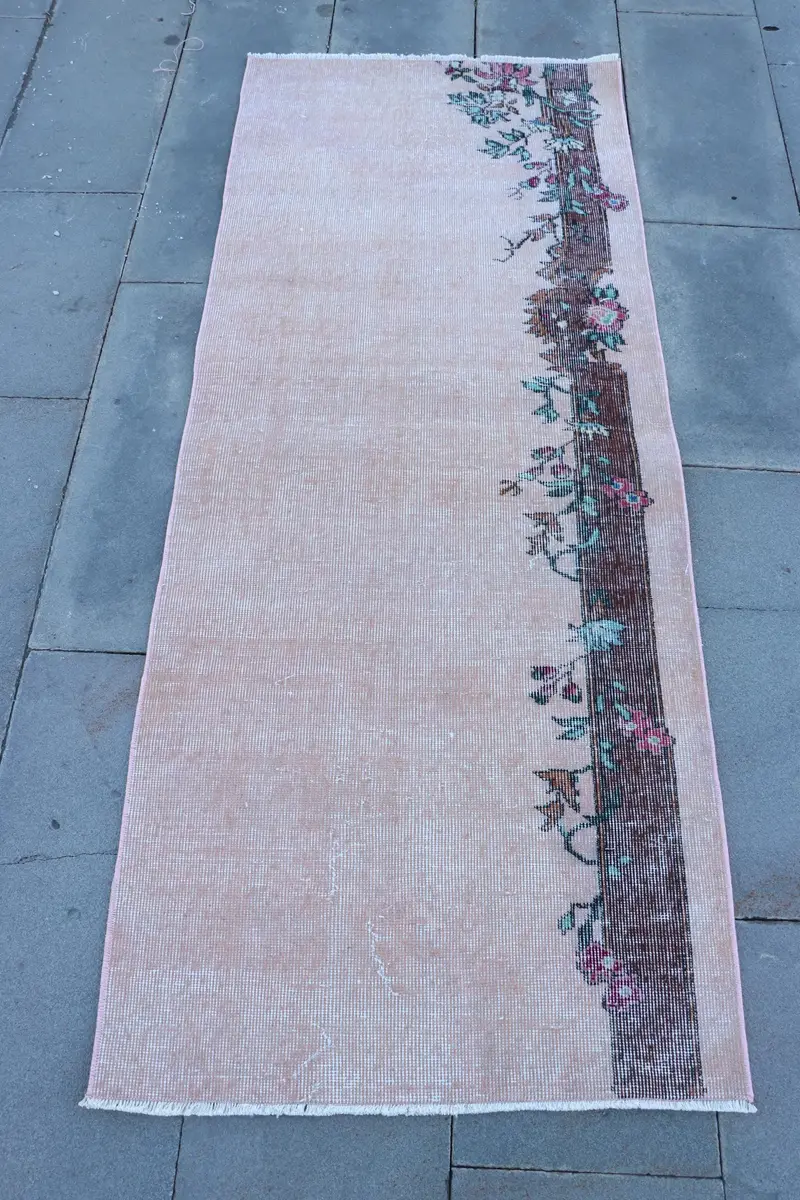 Elegante alfombra oriental rosa, 2,5x6,2 pies Decoración elegante para el hogar