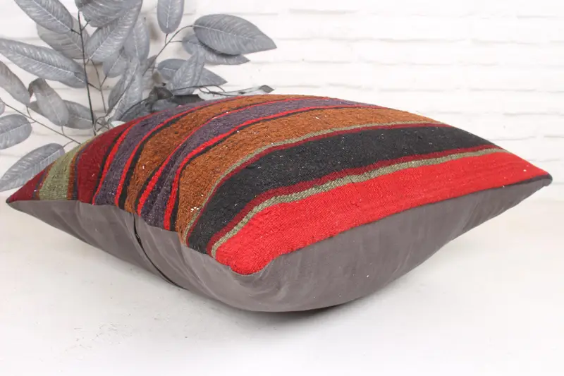 Antique Pillows, Aztec Cushion, Throw Kilim Pillow, Cushion, 24x24 Red Cushion Case, Outdoor Cushion Case, Vintage Kilim Throw Pillow - 6