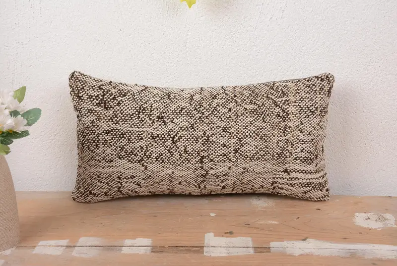 Handmade Southwestern Throw Pillow, Brown & Beige Rectangle Cushion
