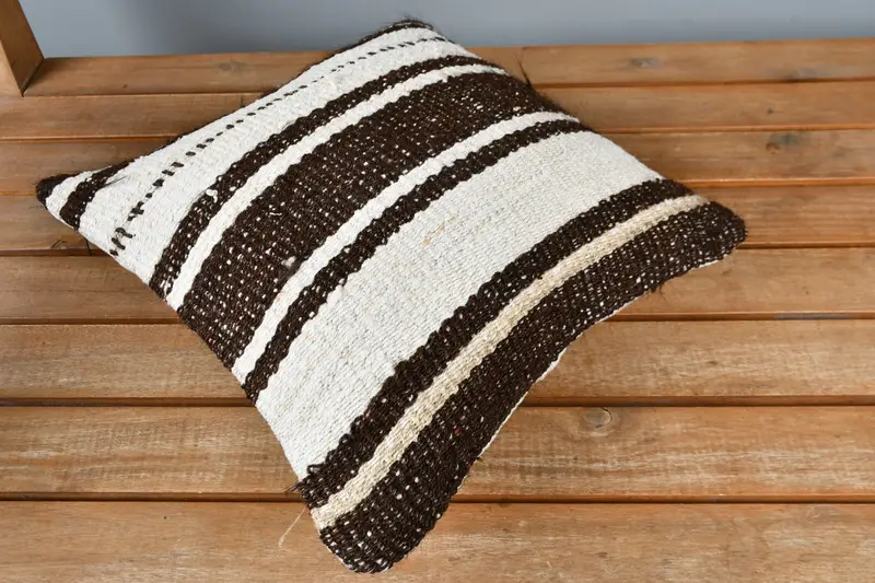 Interior Designer Pillow, Boho Pillow Sham Cover, Pillow, Farmhouse Pillow Sham, Vintage Kilim Throw Pillow, 12x12 Brown Pillow - 2