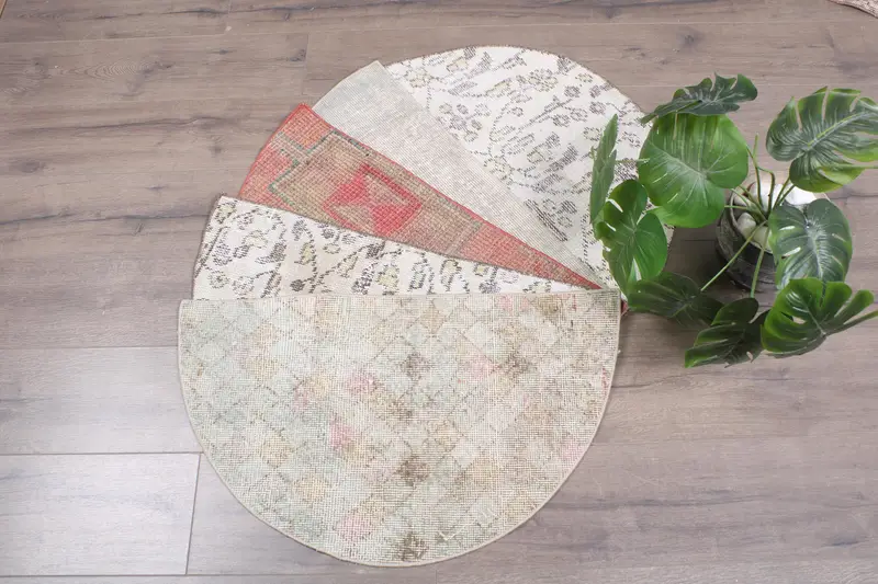 18x30 Inches Kilim Half-Moon Doormat, Handmade Turkish Rug