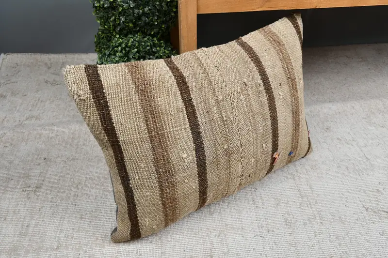 16x24 Beige Cushion Cover, Christmas Pillow, Cushion Case, Handmade Throw Pillow Sham, Kilim Pillow, Vintage Kilim Pillow, Throw Kilim Pillow - 7