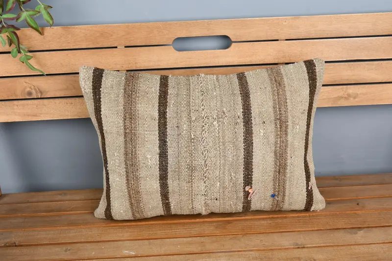 16x24 Beige Cushion Cover, Christmas Pillow, Cushion Case, Handmade Throw Pillow Sham, Kilim Pillow, Vintage Kilim Pillow, Throw Kilim Pillow - 6