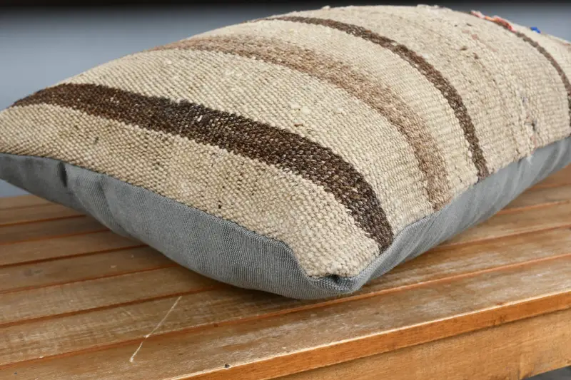 16x24 Beige Cushion Cover, Christmas Pillow, Cushion Case, Handmade Throw Pillow Sham, Kilim Pillow, Vintage Kilim Pillow, Throw Kilim Pillow - 3