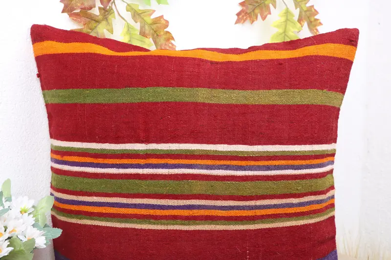 Kilim Cushion Sham, 18x18 Green Cushion Case, Pillow for Couch, Cushion Cover, Anatolian Cushion Cover, Vintage Kilim Throw Pillow - 5