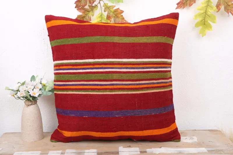 Kilim Cushion Sham, 18x18 Green Cushion Case, Pillow for Couch, Cushion Cover, Anatolian Cushion Cover, Vintage Kilim Throw Pillow - 2
